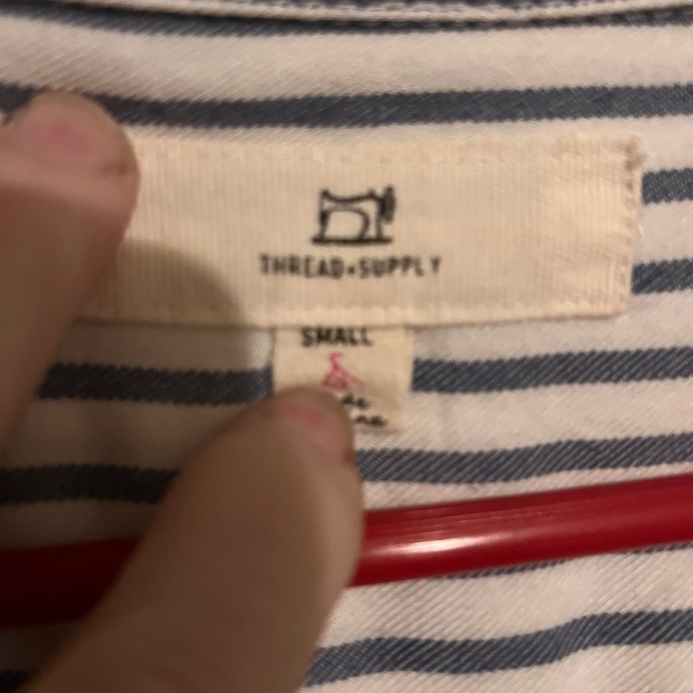 Thread & Supply Navy and White Striped Shirt